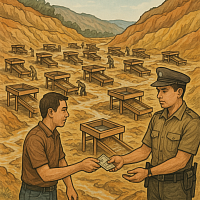 Ilustrasi pemilik tanah memberikan setoran